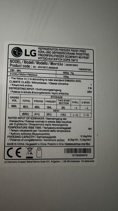 Frigorífico Americano LG Modelo ThinQ NOVO