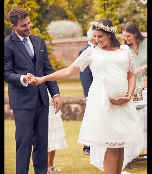 Wyprzedaż sukienka ślubna ecru 44 46 cywilny poprawiny panieński ciążo