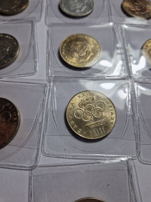 Monety PRL Srebro XXX PRL Mapka Papież Olumpiada Zestaw 10 Sztuk