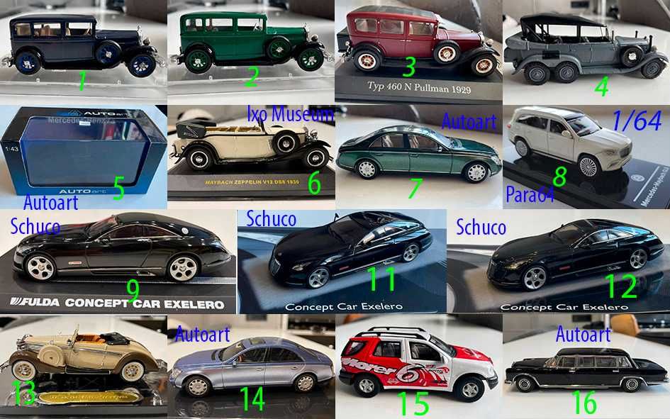 Mercedes 43 Maybach GLS pullman 460 W08 G4 DS8 ML Autoart Ixo Cararama