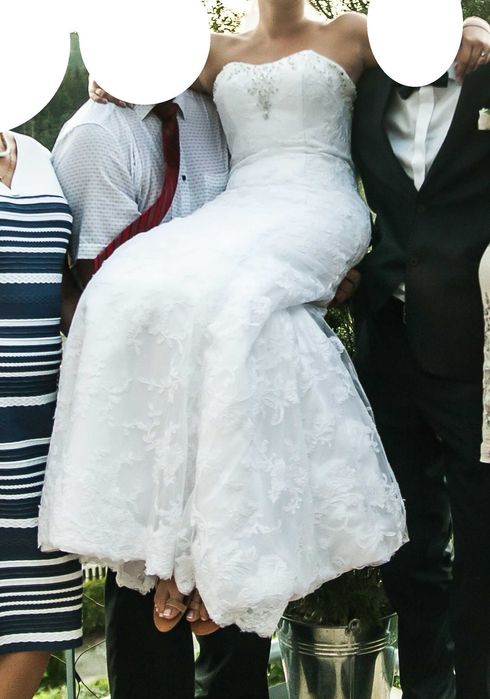 Suknia 2w1 odpinana góra koronka