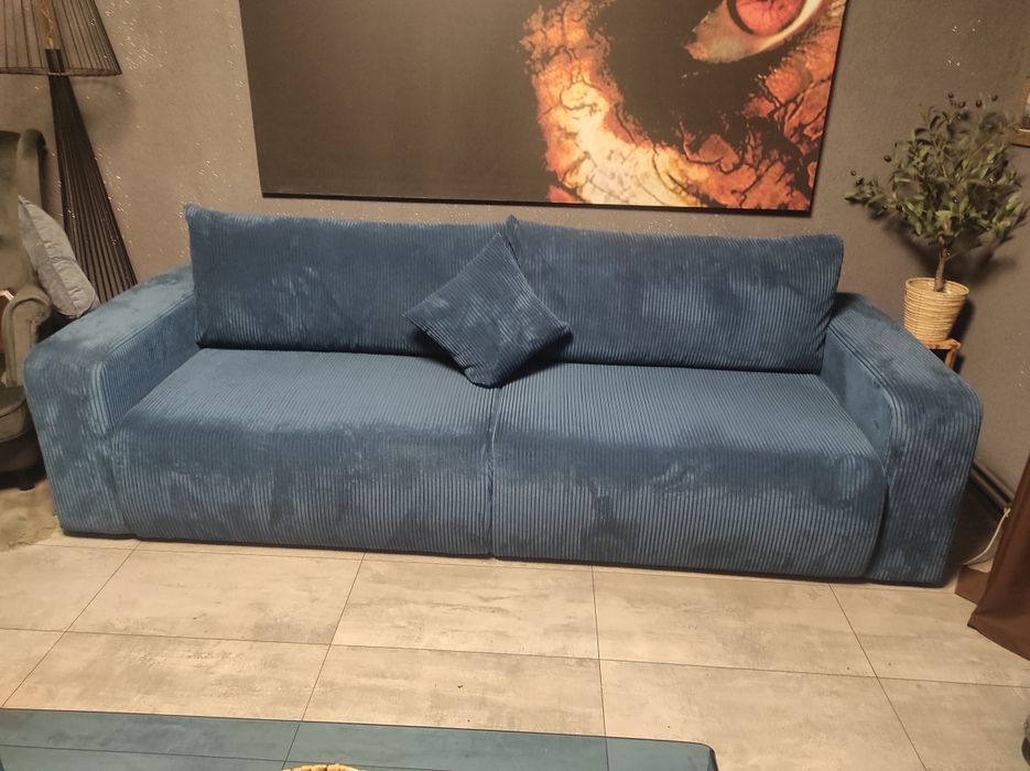 Sofa kanapa sztruksowa granat niebieski