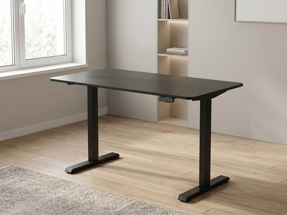 Biurko Elektrycznie Regulowane Czarne 120 x 60 | Biurko Gamingowe Komputerowe do Biura | Stelaż Pamięć | Ergonomiczne do Pracy Stojąco | NOWE Fv23 %