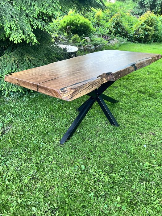 Stół LOFT jednolity blat DĘBOWY grubość 6 cm 180x80-90cm