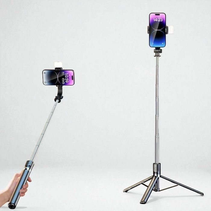 Трипод монопод селфі палка з підсвіткою штативи для телефону з кнопкою