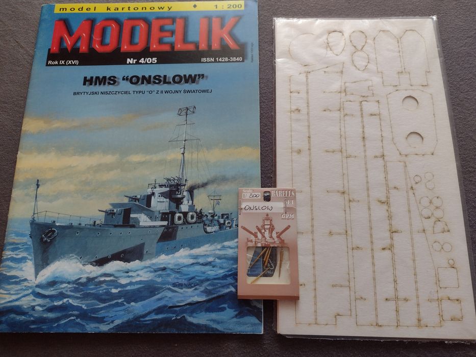 Model kartonowy modelik hms onslow lasery lufy