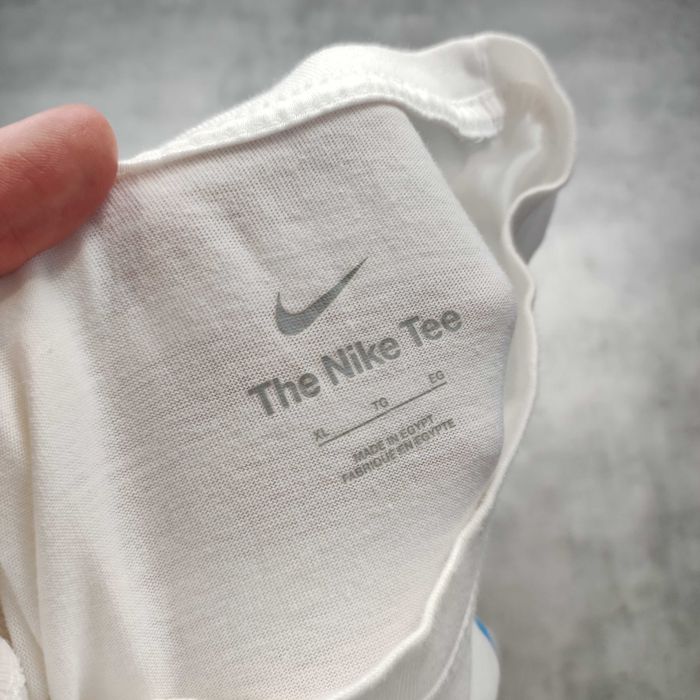 MĘSKA Koszulka PREMIUM Nike Bawełna Biała Summer Logo Grafika Casual