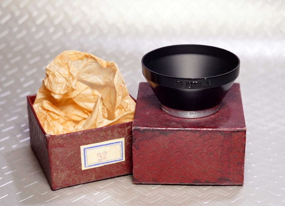 Vintage Actina 32mm metal Push on hood para Kodak Retina preto