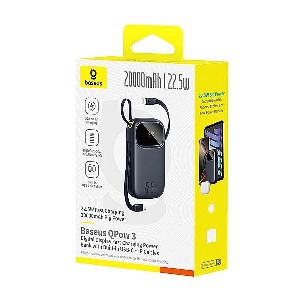 Powerbank Baseus EnerFill FC31/20000mAh 22.5W z wyświetlaczem cyfrowym