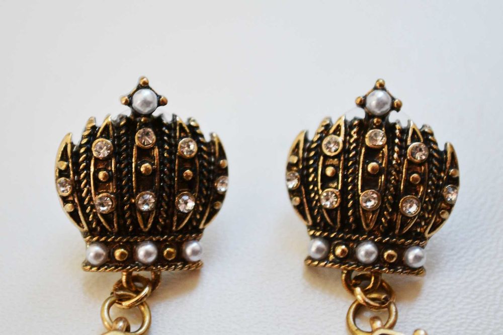 Серьги с короной и камнями Bvlgari желтый с синим