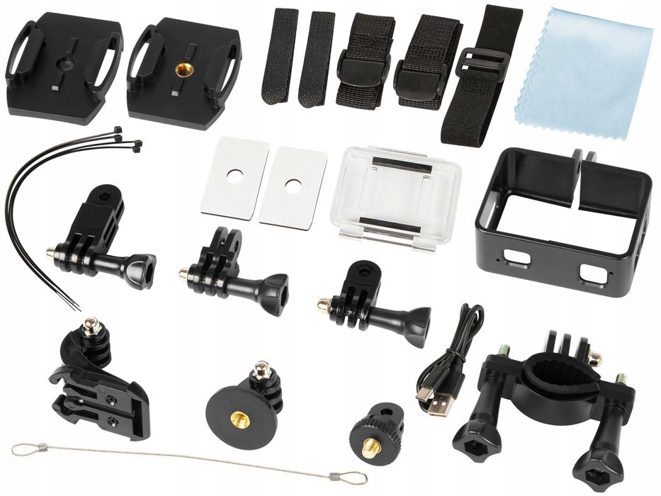 ZESTAW Kamera Sportowa GO PRO 4K WiFi usb UHH Mikrofon pilot uchwyty