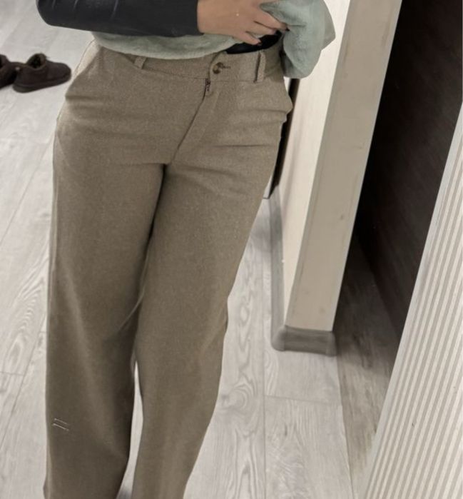 Теплі жіночі брюки палацо з високою посадкою