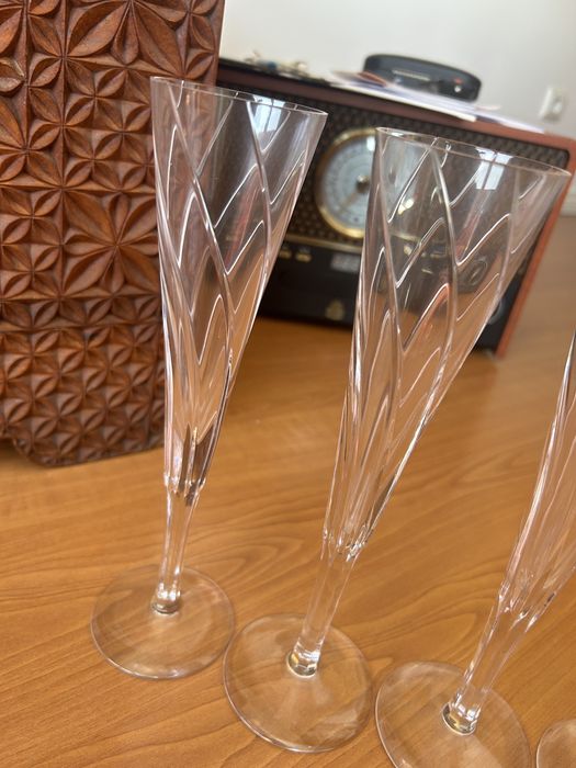 4 copos de champanhe / flutes em cristal Atlantis
