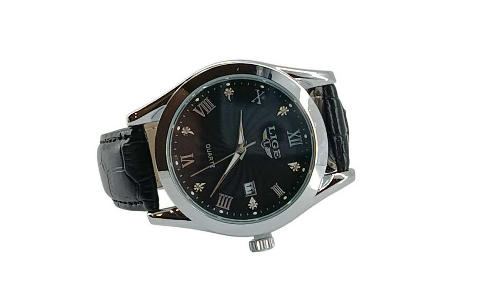 Elegancki męski zegarek na czarnym pasku LIGE LG 89141