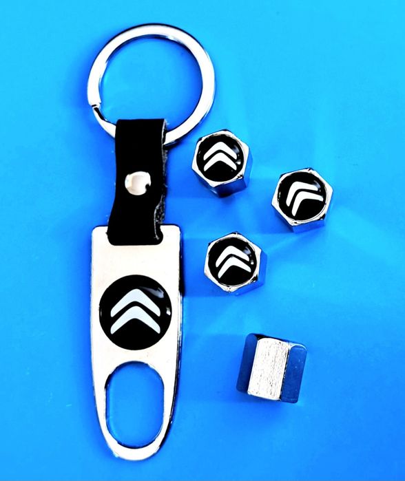 * NOWY Breloczek CITROËN + Nakrętki na wentyle srebrne komplet tuning