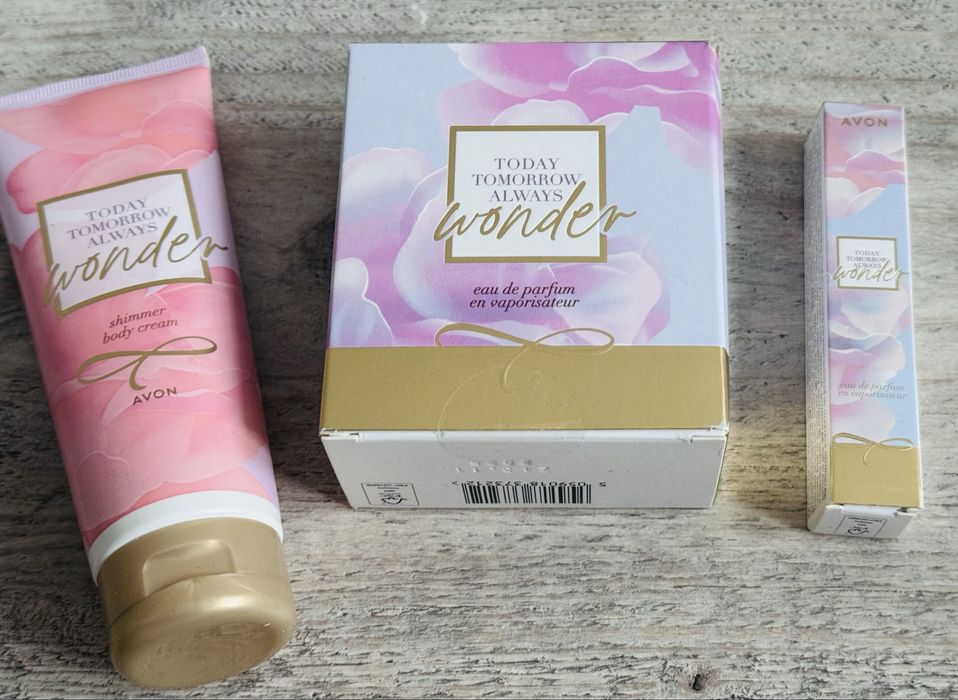 AVON ZESTAW TTA Wonder 3w1 Damski dla Niej Perfumy Balsam Perfumetka