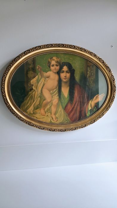 Stare obrazy oleodruk duże ramy