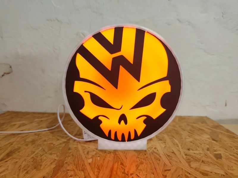 Lightbox Luminaria decorativa VW Volkswagen Skull cx branca