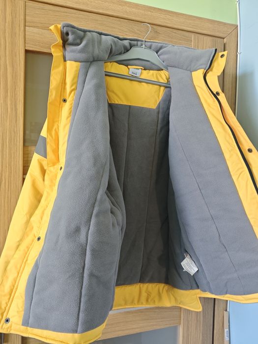 Nowa kurtka zimowa L – Wodoodporna, ciepły polar, MEGA ODBLASKI