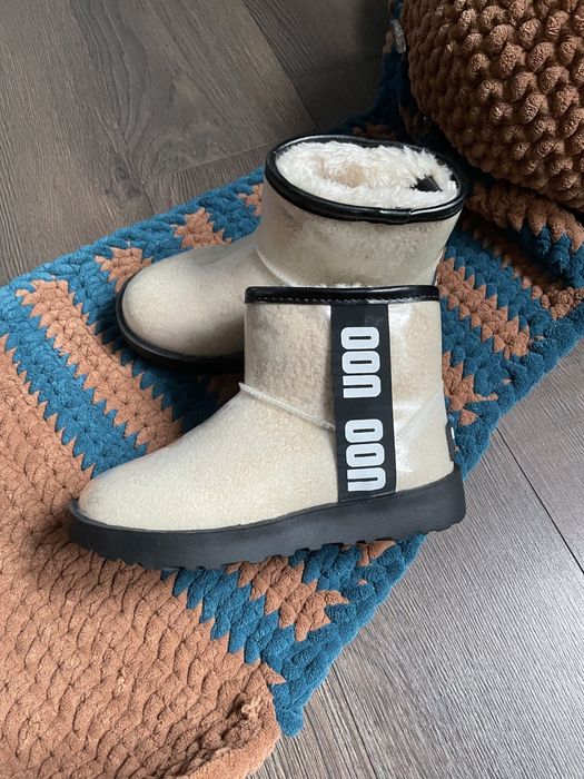 угги уги ugg clear mini силікон овчина непромокаючі бежеві 30р 18,5 см