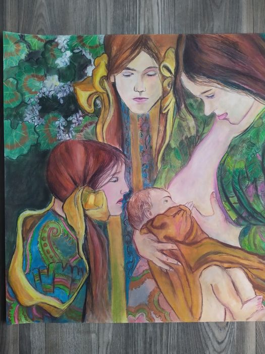 Obraz pastele 100 x 70 cm, Macierzyństwo wg S. Wyspiańskiego