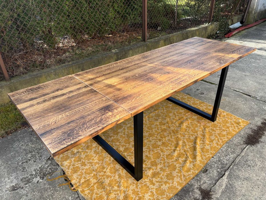 Stół dębowy rozkładany 140x240cm do salonu kuchni metalowe nogi