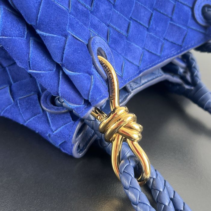 Bottega Veneta 2025!! Синяя замшевая плетеная сумка (21см). Сумочка