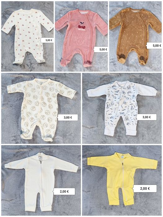 Roupas para bebê 0-4 m, almofada amamentação, sling e saco de dormir