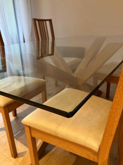 Mesa vidro carvalho 100 x 200