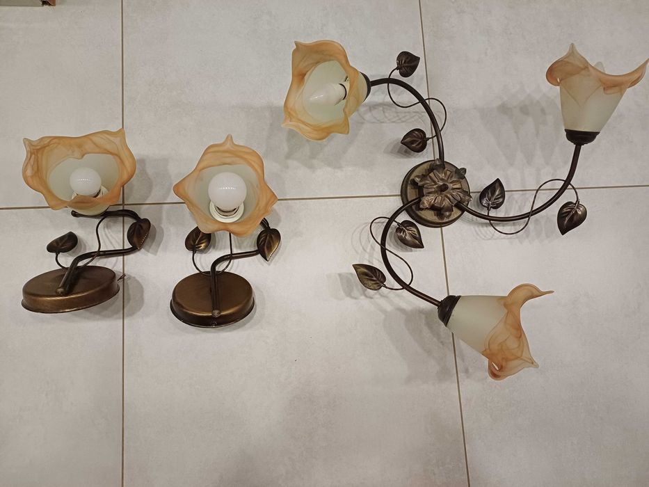 Żyrandol, 2 kinkiety, zestaw