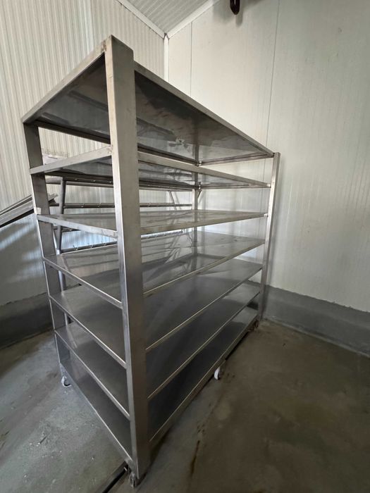 Carro/Estante Industrial em Inox com Rodas — 103x180x195 cm