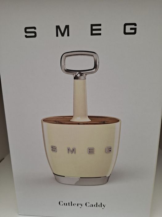 Smeg Cutlery Caddy Cream + 6 packs de 4 Talheres  Dinner Cutlery