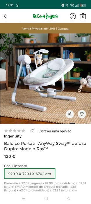 Espreguiçadeira elétrica ingenuity como nova