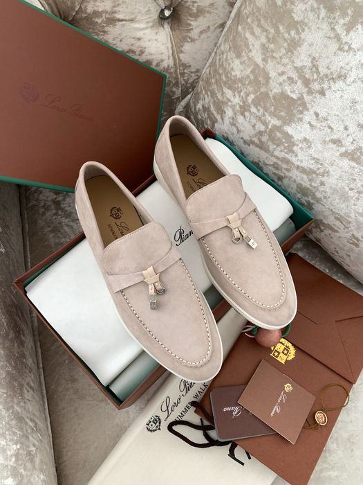 Лофери бежеві руді замшеві жіночі loro piana sammer walk