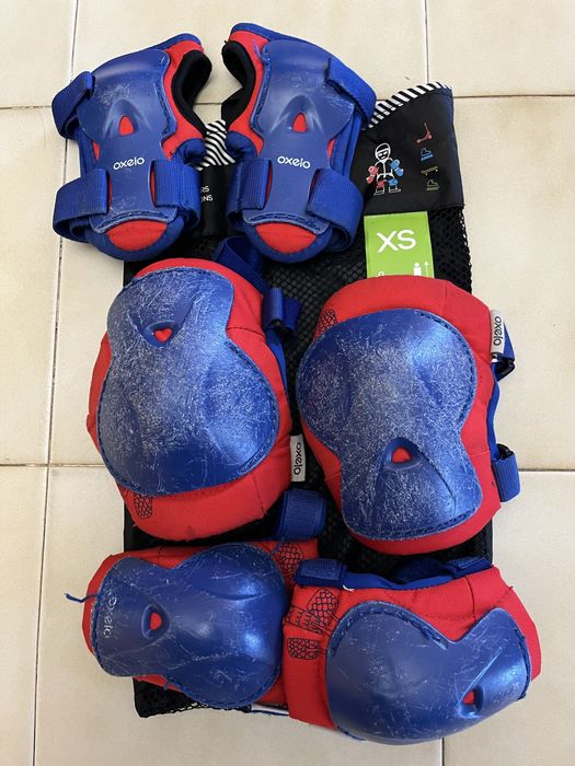 Kit proteção patins infati e capacete oxelo decathlon