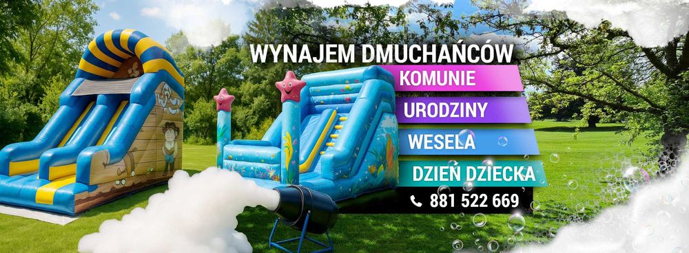 Wynajem zamków dmuchanych, zjeżdżalni, dmuchańce
