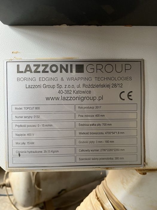 Lazzoni TopCut 800 форматно-розкрійний верстат 2018