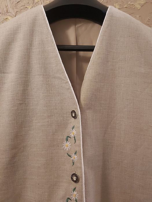 Elegancka lniana niemiecka kamizelka myśliwska M/L.