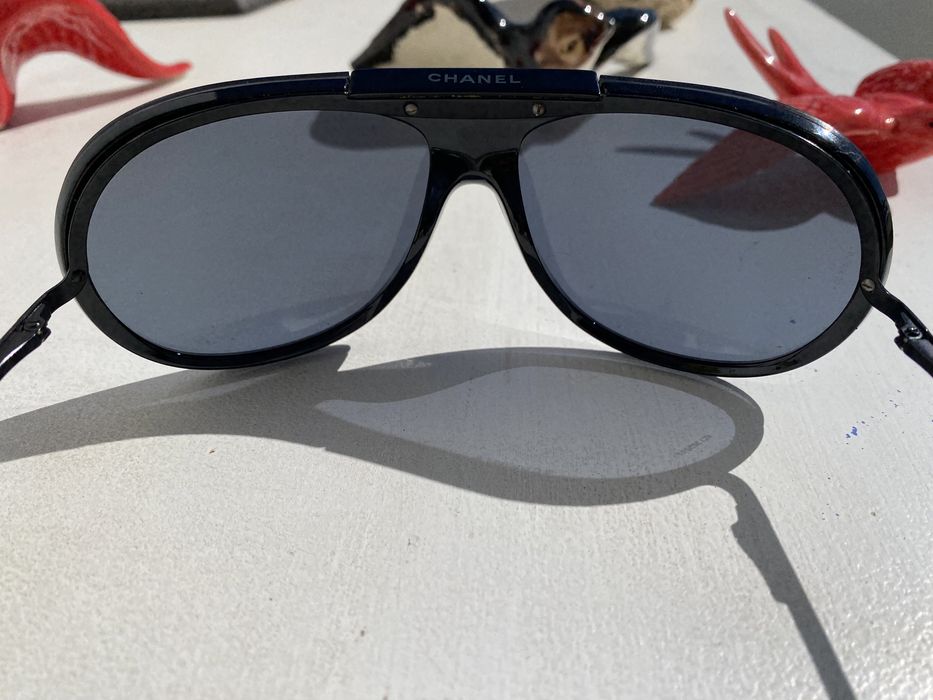 Oculos sol chanel originais pretos com lente azul
