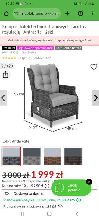 Fotel ogrodowy technorattan