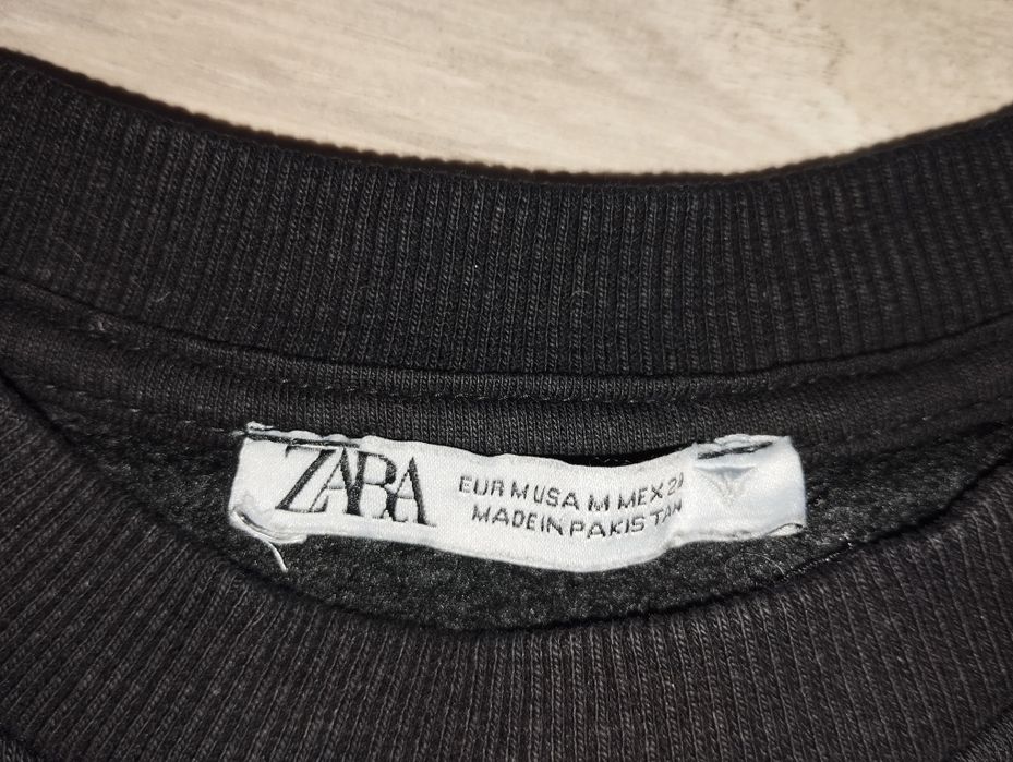 ZARA – Czarna Bluza Crop z Bawełny – Rozmiar M (EUR M / USA M / MEX 28