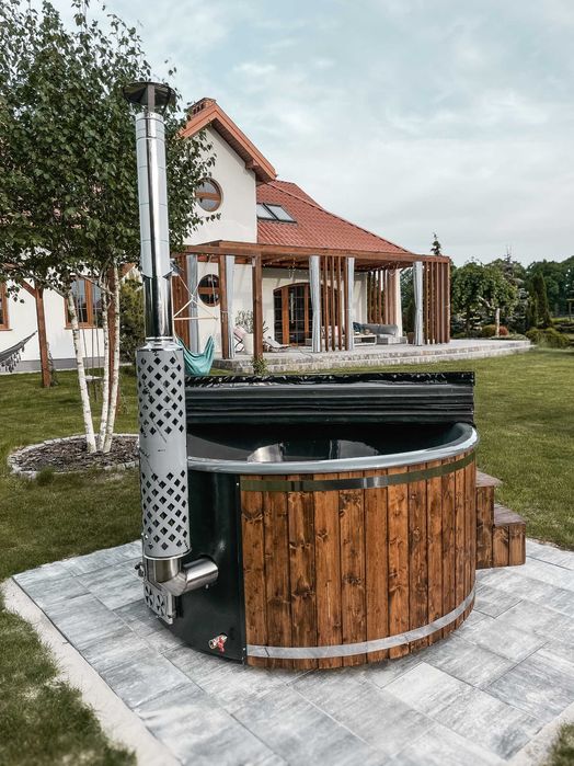 Balia ogrodowa 8 os. | Piec 35kW | Hydromasaż + Aeromasaż | LED