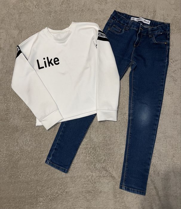 Комплект на дівчинку джинси скіні Denim Co реглан джемпер кофта