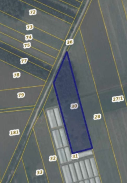 Ziemia  rolna  zalesiona Brzózkami,  88 km do Warszawy.