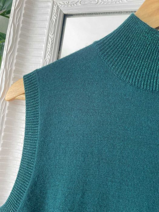 Adagio top dzianinowy sweter zielony szmaragdowy półgolf wełna M 38