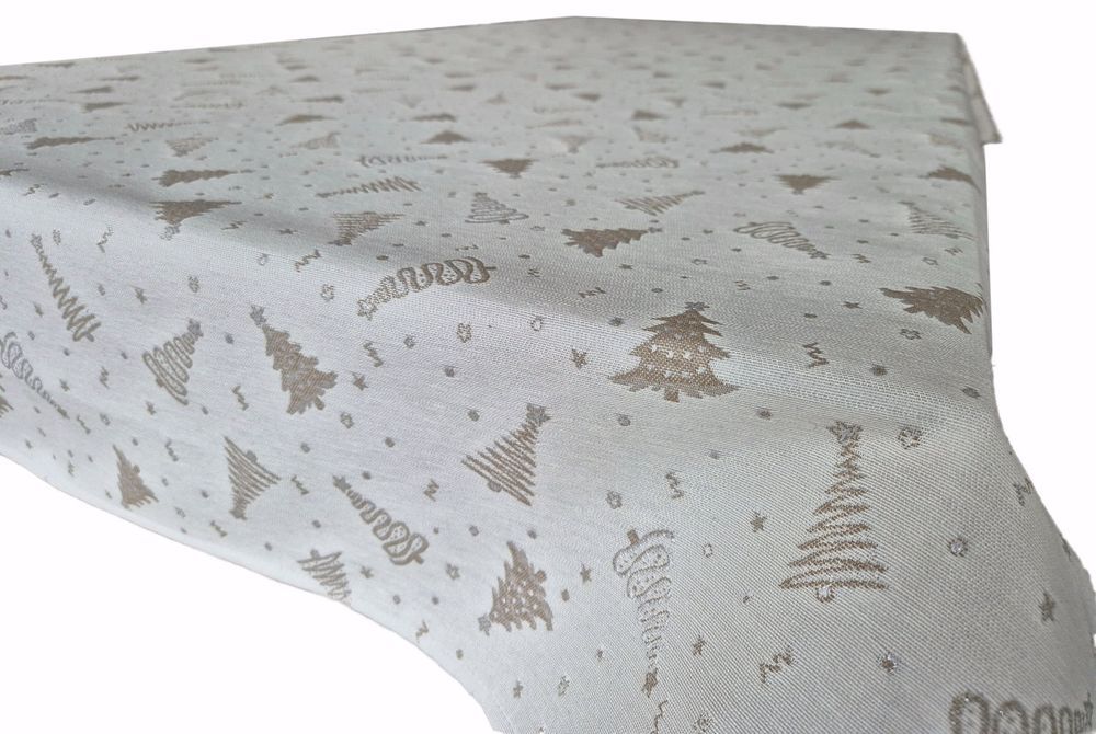 Obrus świąteczny 140x220 ze srebrną nicią LX4