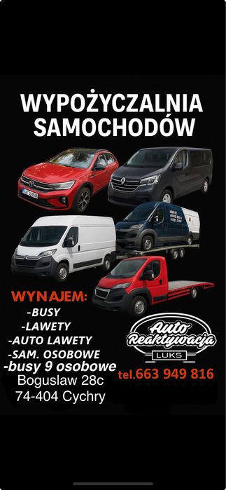 Wynajem busów/ auto laweta / osobowki /przyczepy / auto pomoc !!