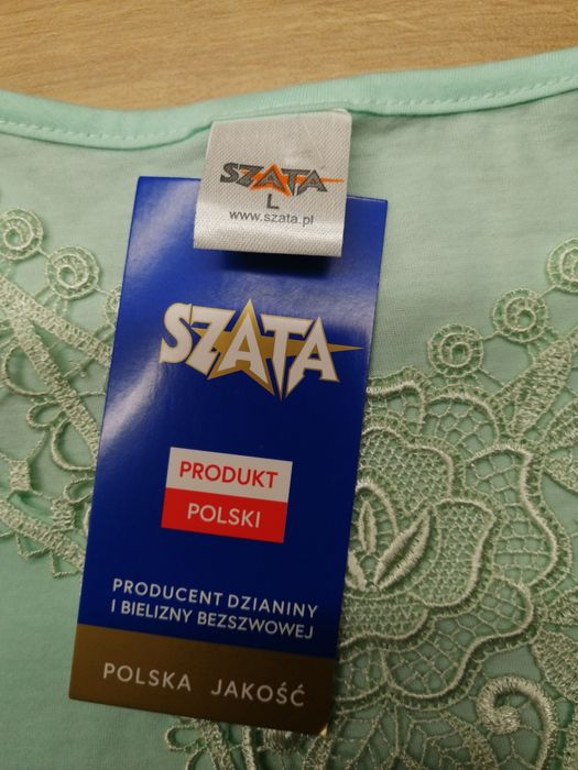 Koszula nocna nowa bawełniana pistacjowa Szata  Sabina L/40/12