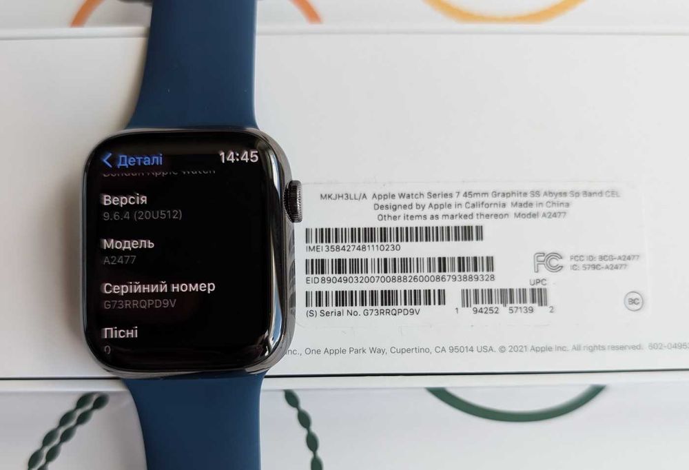 OPEN BOX NEW Комплект Stainless Steel Apple Watch 7 45 mm Graphite