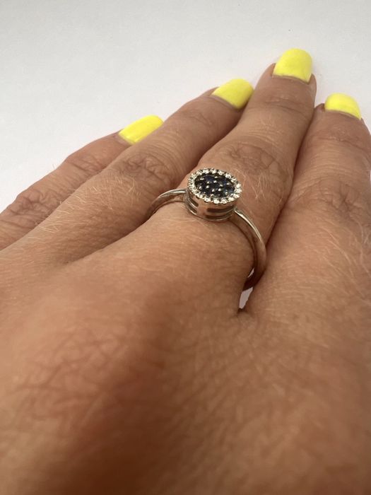 Золотое кольцо с сапфирами и бриллиантами Sova белое золото 585 проба